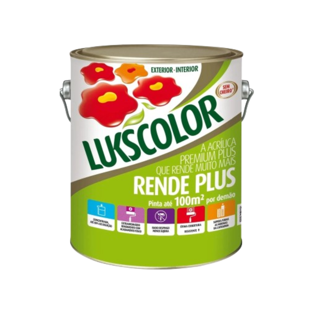 Tinta Acrílica Premium Plus Lukscolor Rende Plus 3,6L
